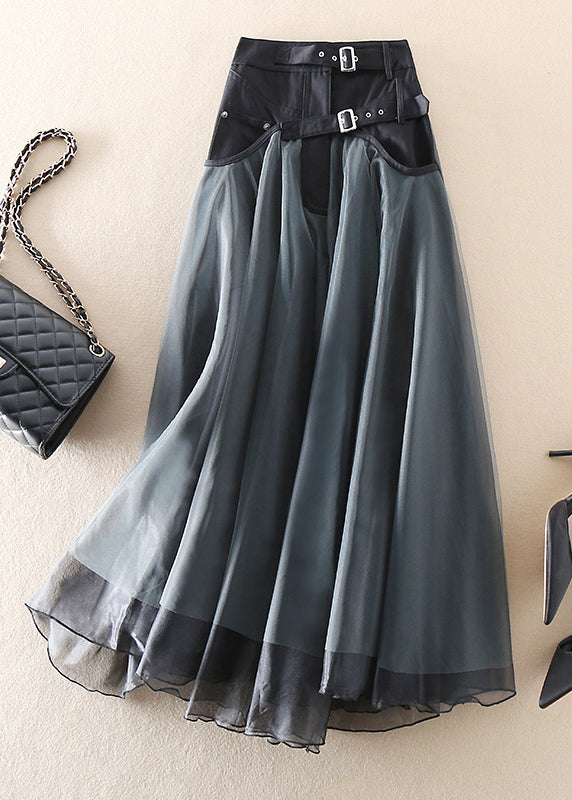 French Grey Patchwork Tulle Skirt