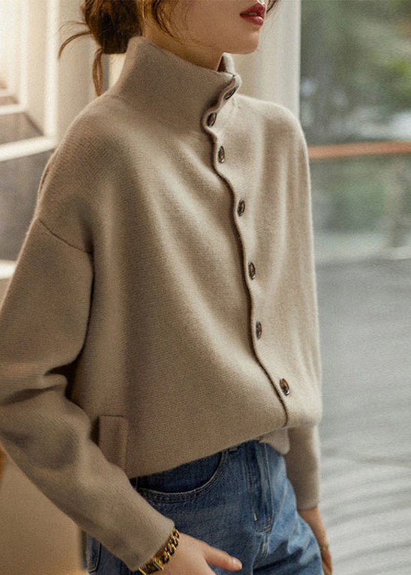 Lena Cozy Camel Button Turtleneck
