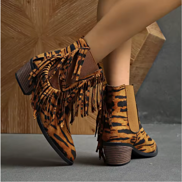 Noelle | Luxury Fringe Ankle Boots