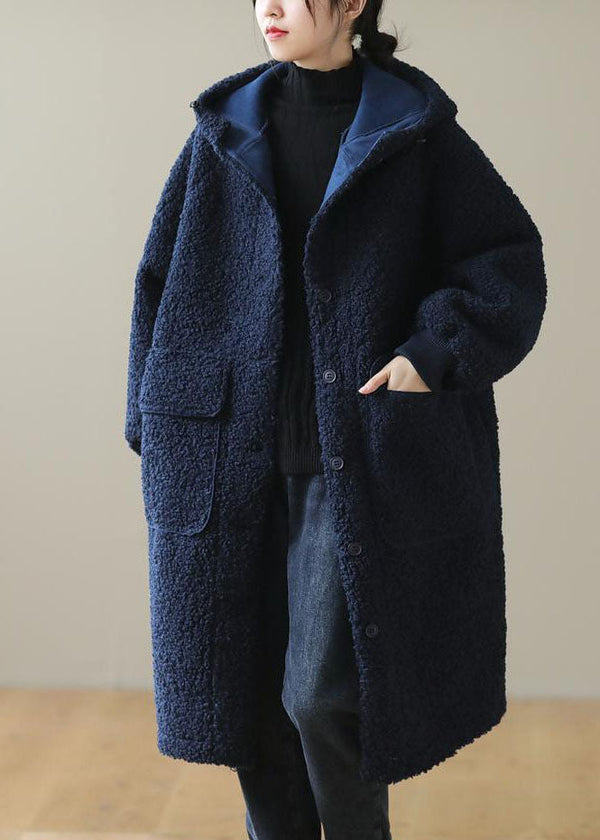 Aurora Blue Faux Fur Hooded Coat